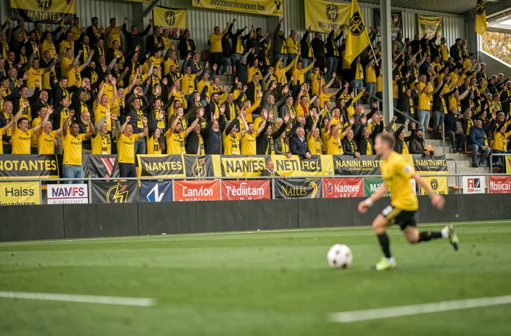 Supporters du FC Nantes en tribune lors d'un match, ambiance mercato et transferts 2026