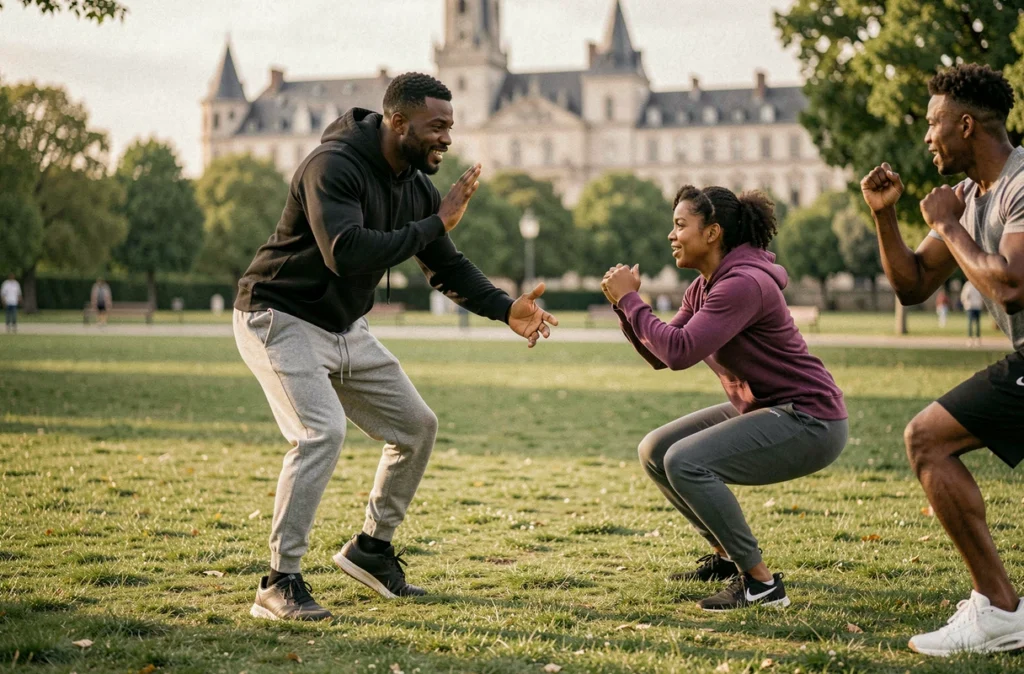 Senoussi Mounir coach sportif Orléans dirigeant une séance bootcamp en plein air